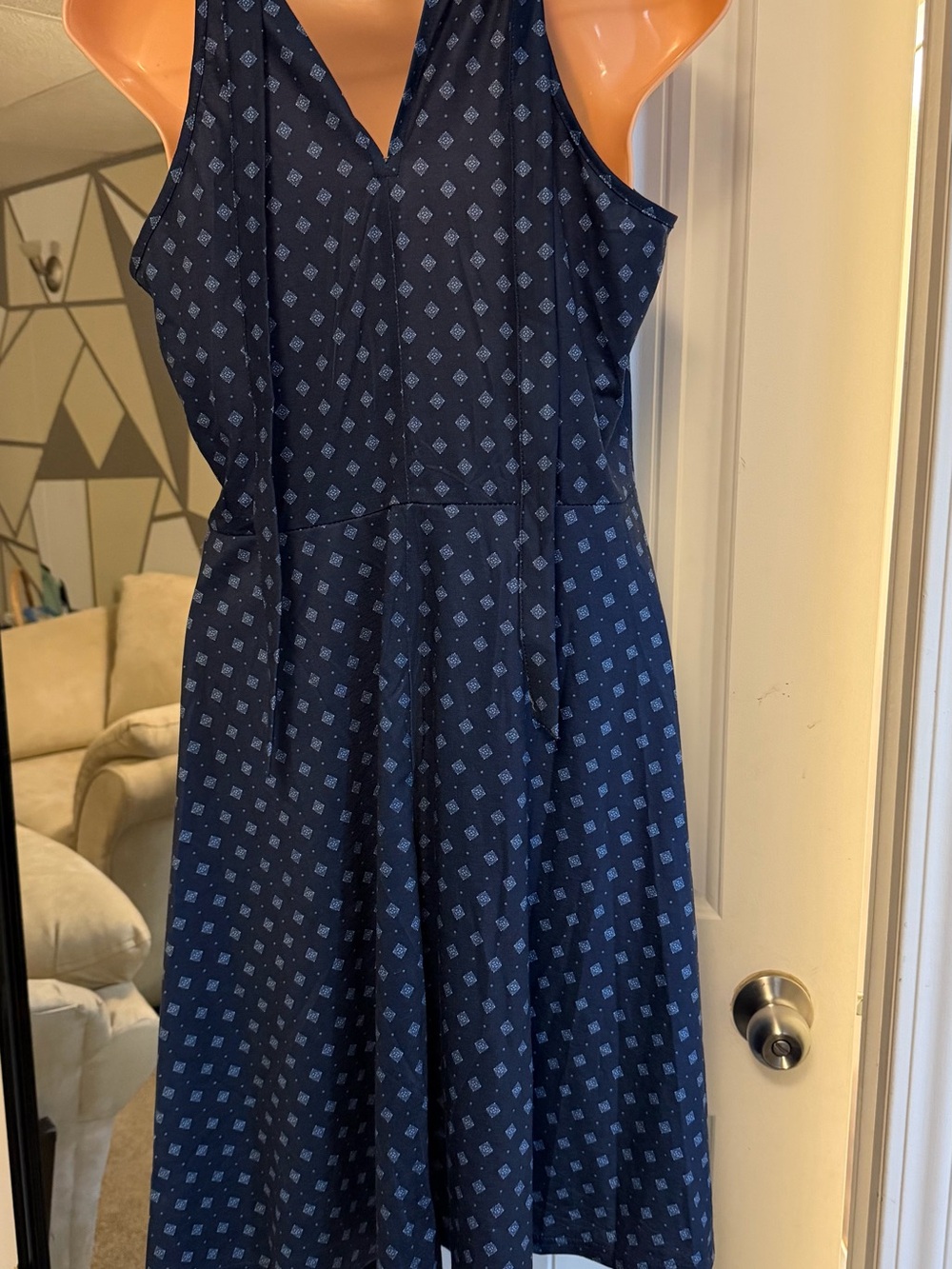 Navy Strapless-Style Halter Swing Dress - Picture 2 of 4
